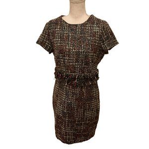 Forest Lake Dress US 8 Black Purple Blue White Tweed Plaid Short Sleeve Lined